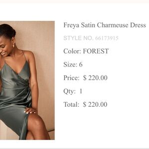 Freya Satin Charmeuse Dress in Forest Green